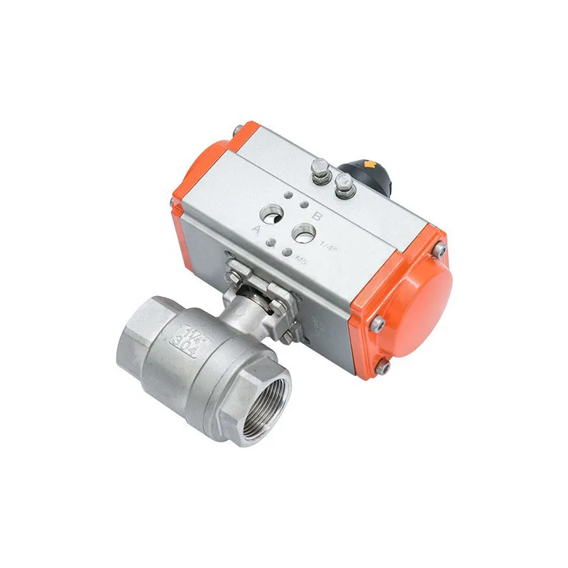 DN15 1/2 Inch 2 Way NPT BSP Female Thread 304 316 Stainless Steel Double Acting Pneumatic Actuator Ball Valve Industrial Control