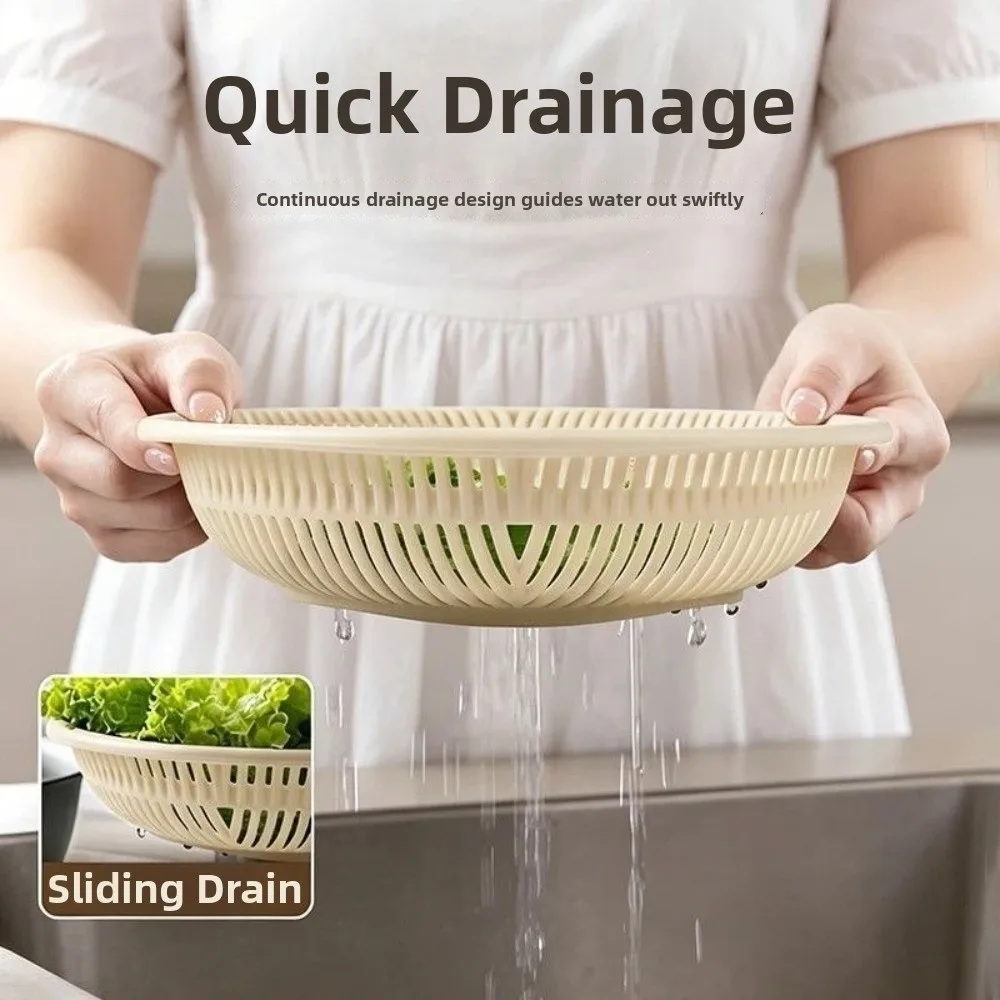 3Pcs/Set 3in1 Vegetable Washing Basin Large Capacity Stackable Fruit Drain Basket Multi-functional Quickly Drain 2