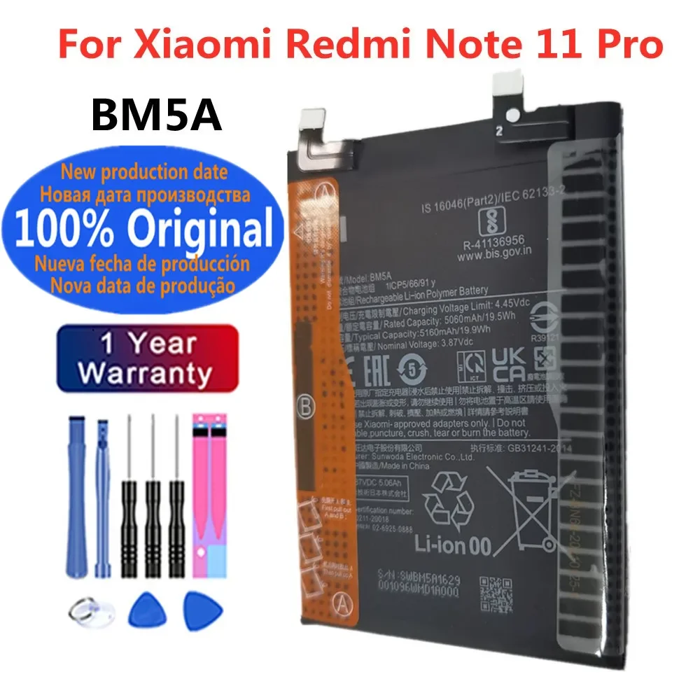 

BM5A 5160mAh Original Battery Hongmi For Xiaomi Redmi Note 11 pro 11pro Phone Battery Bateria Batterie In Stock + Free Tools