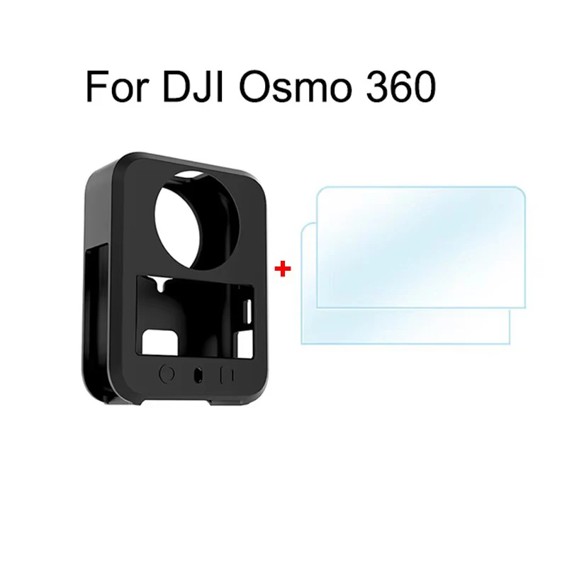 Für DJI Osmo 360 Silikonhülle + 2 Stück HD gehärtetes Glas Flim Displayschutzfolie Schutzhülle für DJI Osmo 360 Zubehör