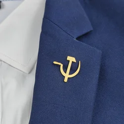 sickle and hammer gold plated badge, men's suit brooch, black lapel pin, clothing accessories set, halloween gift