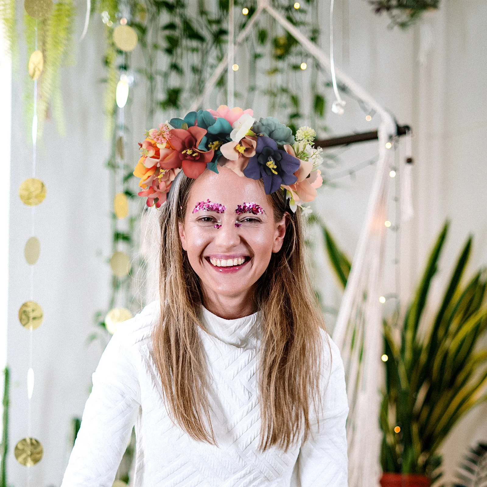 

Simulation Flower Headband Vivid Fake Flower Hairband Stylish Wedding Party Floral Crown Bridal Hair Accessory