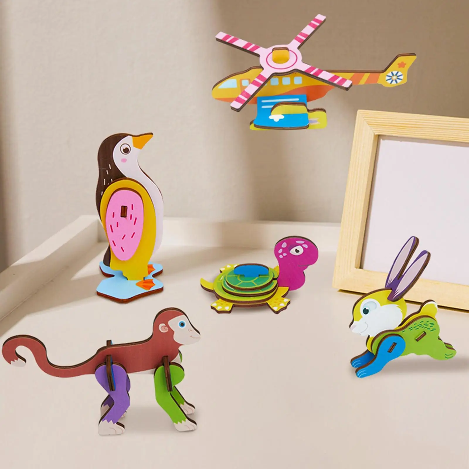 3D Cartoon Wooden Insert Puzzle Educational Toys, Fun Game Kindergarten Art