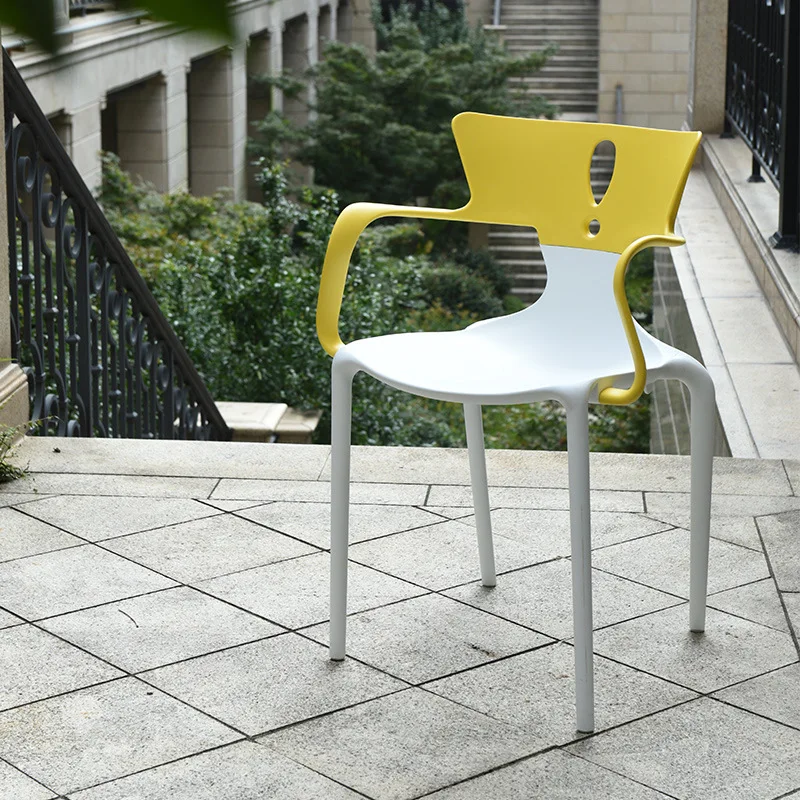 

Simple modern colored plastic Nordic transparent splicing color dining chair, creative leisure back chair