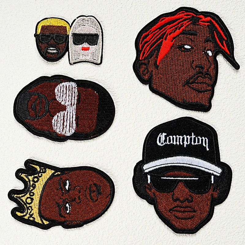 Image of Schwarze Sänger Band bestickte Patches Hip Hop Krone Sänger Gedenkabzeichen Eisen auf Rucksack DIY Dekoration Patches