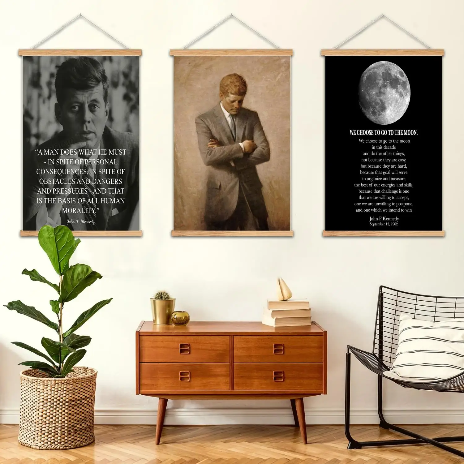 john f kennedy Framed Wall Painting Canvas Art Poster and Wall Art  Modern Family Bedroom Decor Posters,Decorative painting