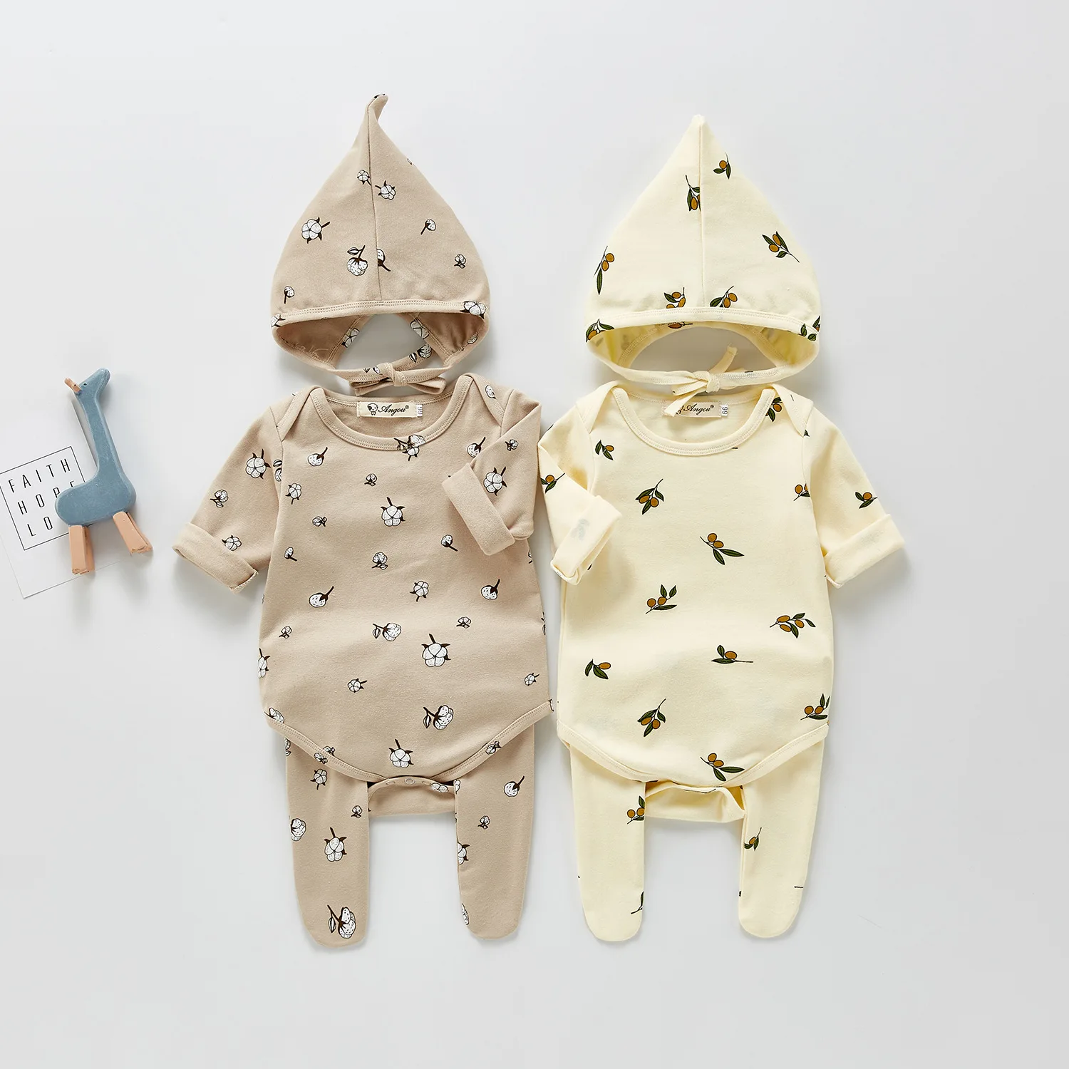3psc Newborn Boys And Girls Infant Baby Jumpsuit + Pants + Hats Muslin Rompers Muslin Onepiece Fashion Baby Clothing