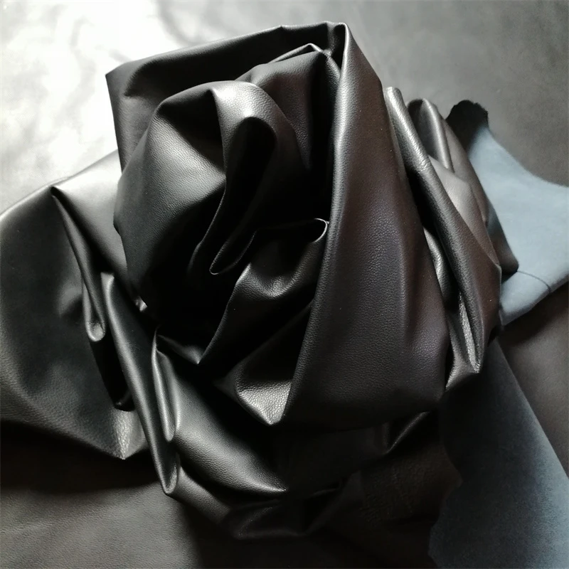 0.4/0.5mm Black Sheepskin. Top-Grain Leather. Genuine Leather Fabric. DIY For Leather Skirts By Hand. Full Sheet Cutting