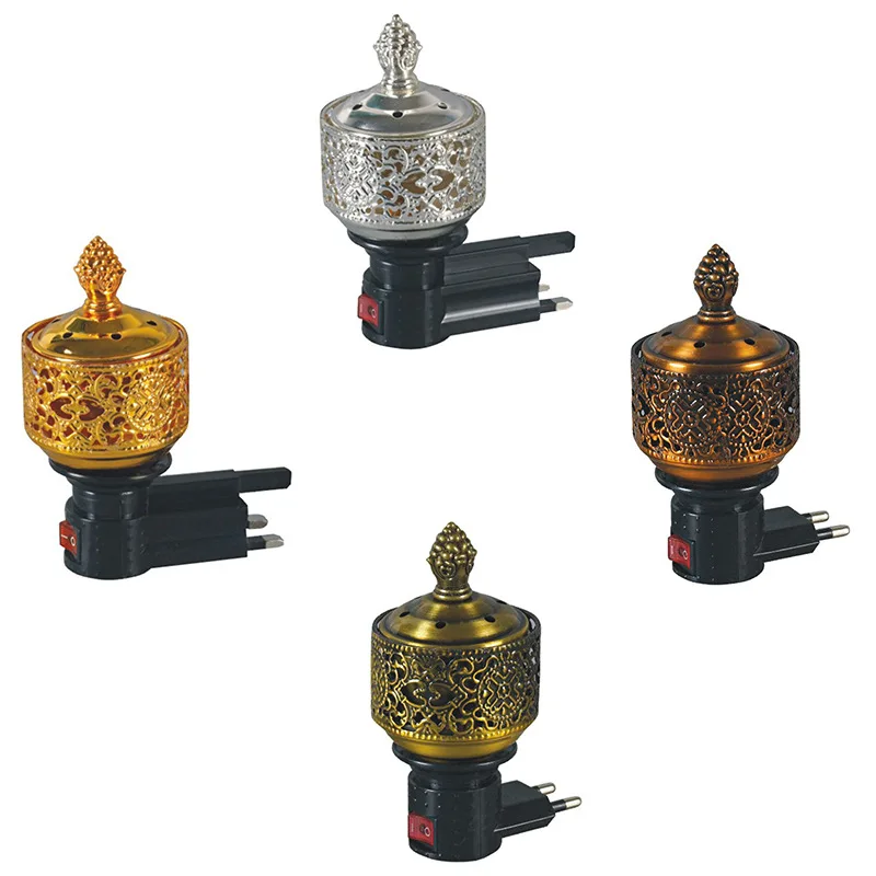 Islamic Home Decor Gift Sets Aroma Machine Metal Arabic Antique Imitation Crafts Bakhoor Electric Incense Burner and Holder