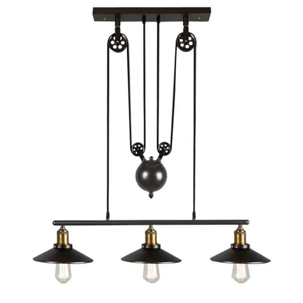 Artistic Pendant Light with 3 Lights in Pulley Block Design Morden Simple Home Ceiling Light Fixture STB-303