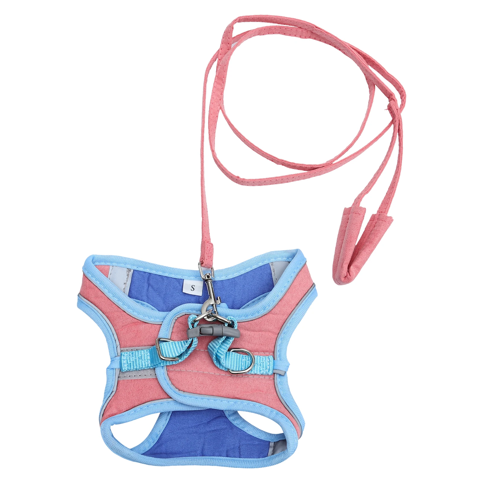 

2 Pieces Pet Traction Vest Harness Lightweight Suede Cat Dog Puppy Kitten Adjustable Chest Strap Blue Pink Set S Indoor Outdoor
