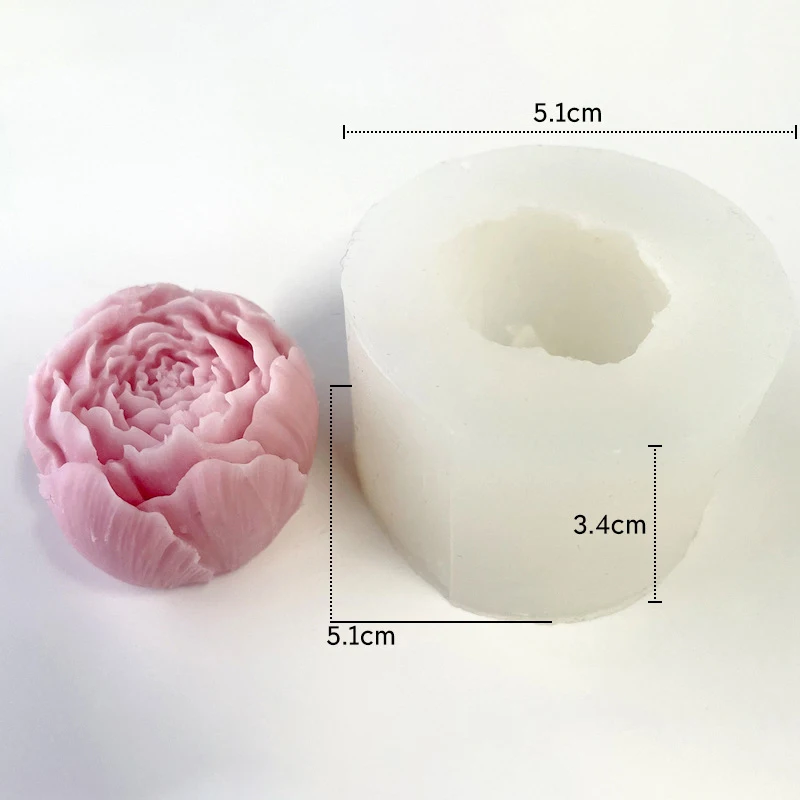 แม่พิมพ์ซิลิโคนสำหรับดอกไม้ดอกโบตั๋นเทียนหอม3D กุหลาบทำจากยางเรซินสบู่ยิปซั่มกลิ่นอโรม่าการตกแต่งบ้านของขวัญแต่งงานวันเกิด