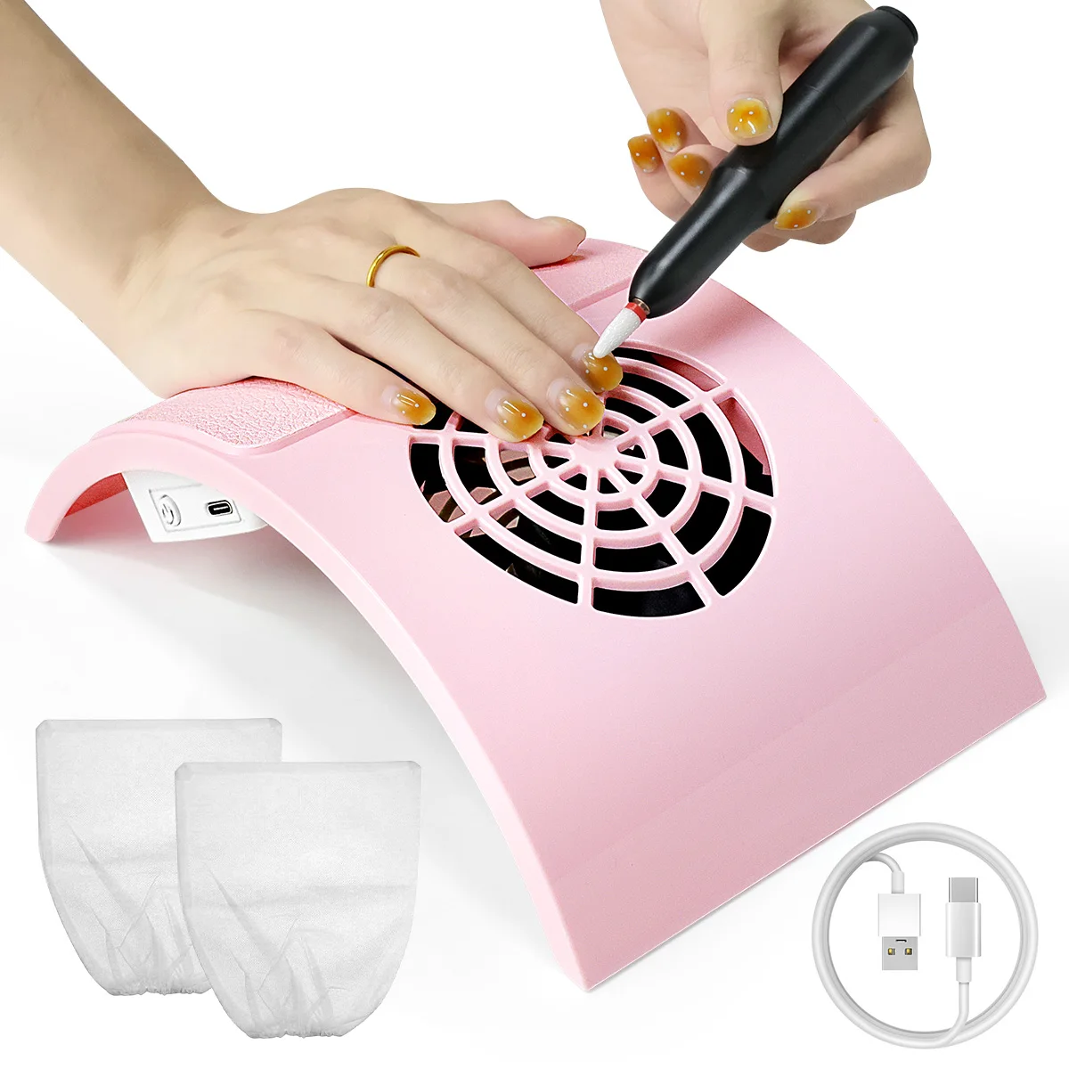 High Suction Power Nail Dust Collector Professional Nail Vacuum Cleaner for Nail Polish with 2 Dust Collecting Bag Salon Tools