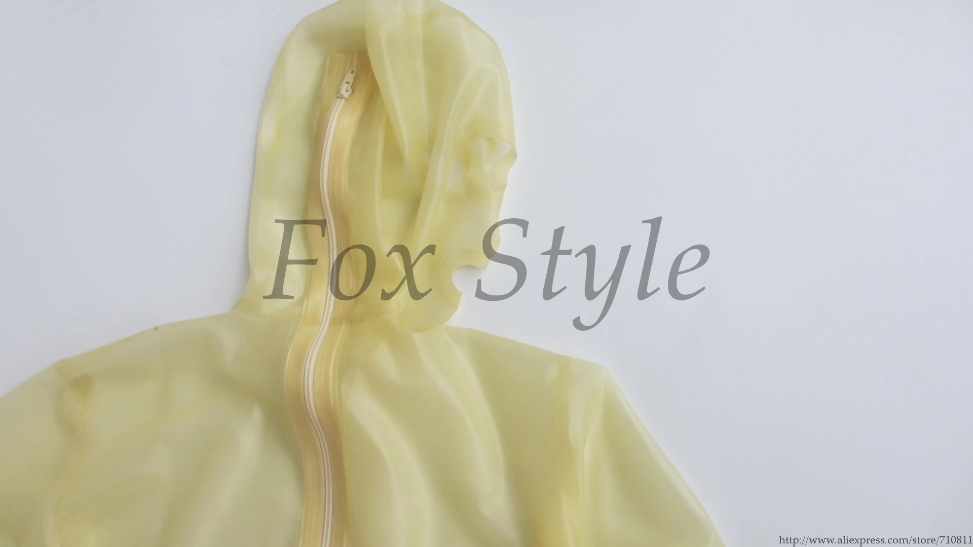 زي رجالي من المطاط الشفاف بغطاء كامل 0.3 ملم من اللاتكس مع سحاب خلفي