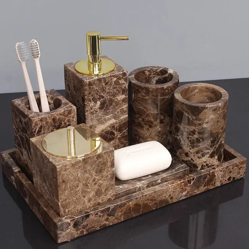 Nordic Marble Bathroom Set Wash Kit Light Luxury Wind Brushing Cup Wash Cup Wash Basin Five Bathroom sets