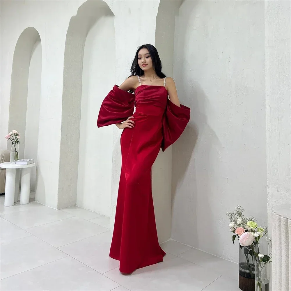 تخصيص فستان البوق بلون عارية الذراعين فستان حفلات مثير السباغيتي حزام ساحة الرقبة فساتين السهرة للنساء Fساتين Sheer F #4