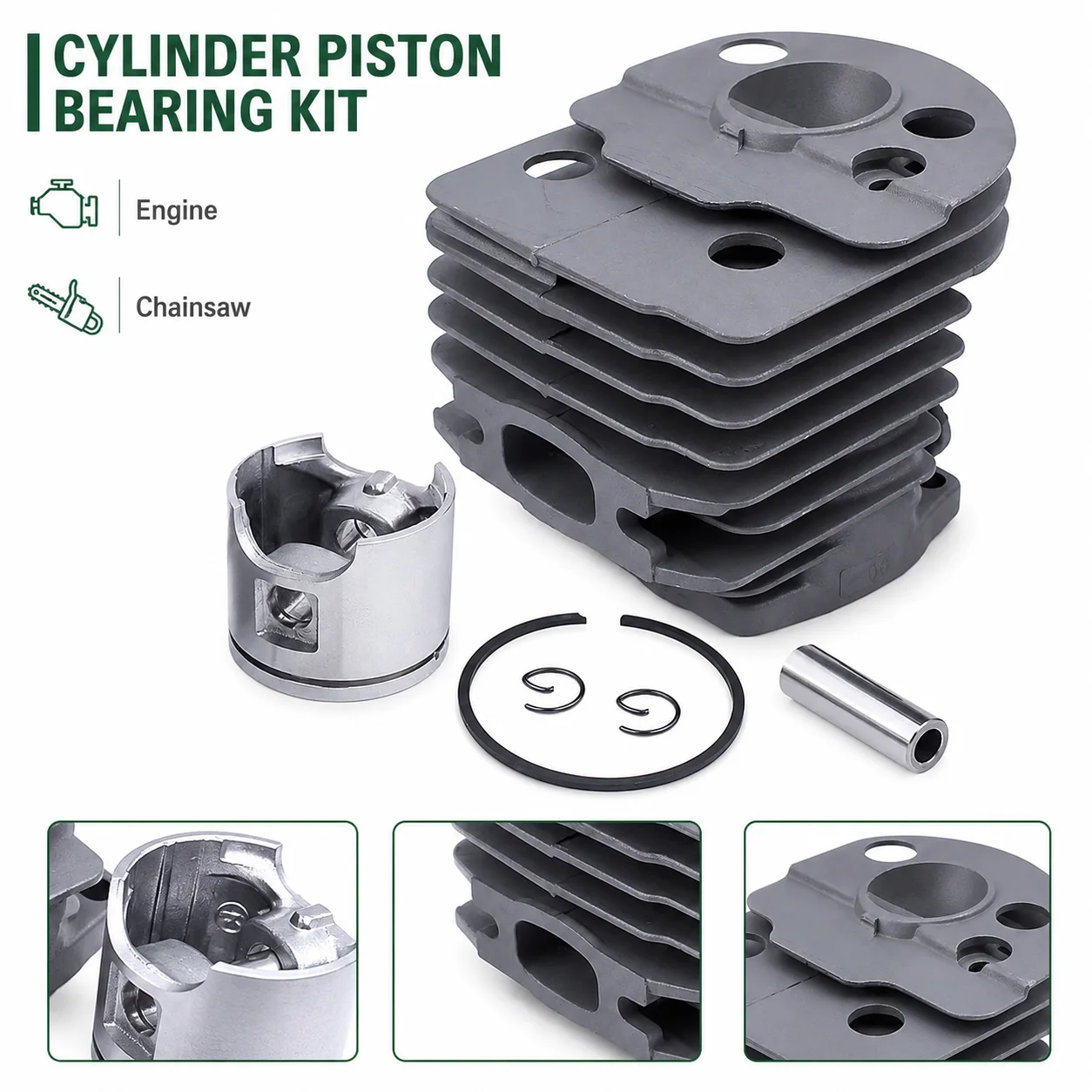 46mm Nikasil Cylinder Piston Bearing Kit with Fuel Line Filter Spark Plug Decomp Valve for Husqvarna 51 55 Rancher 503 16 91-71