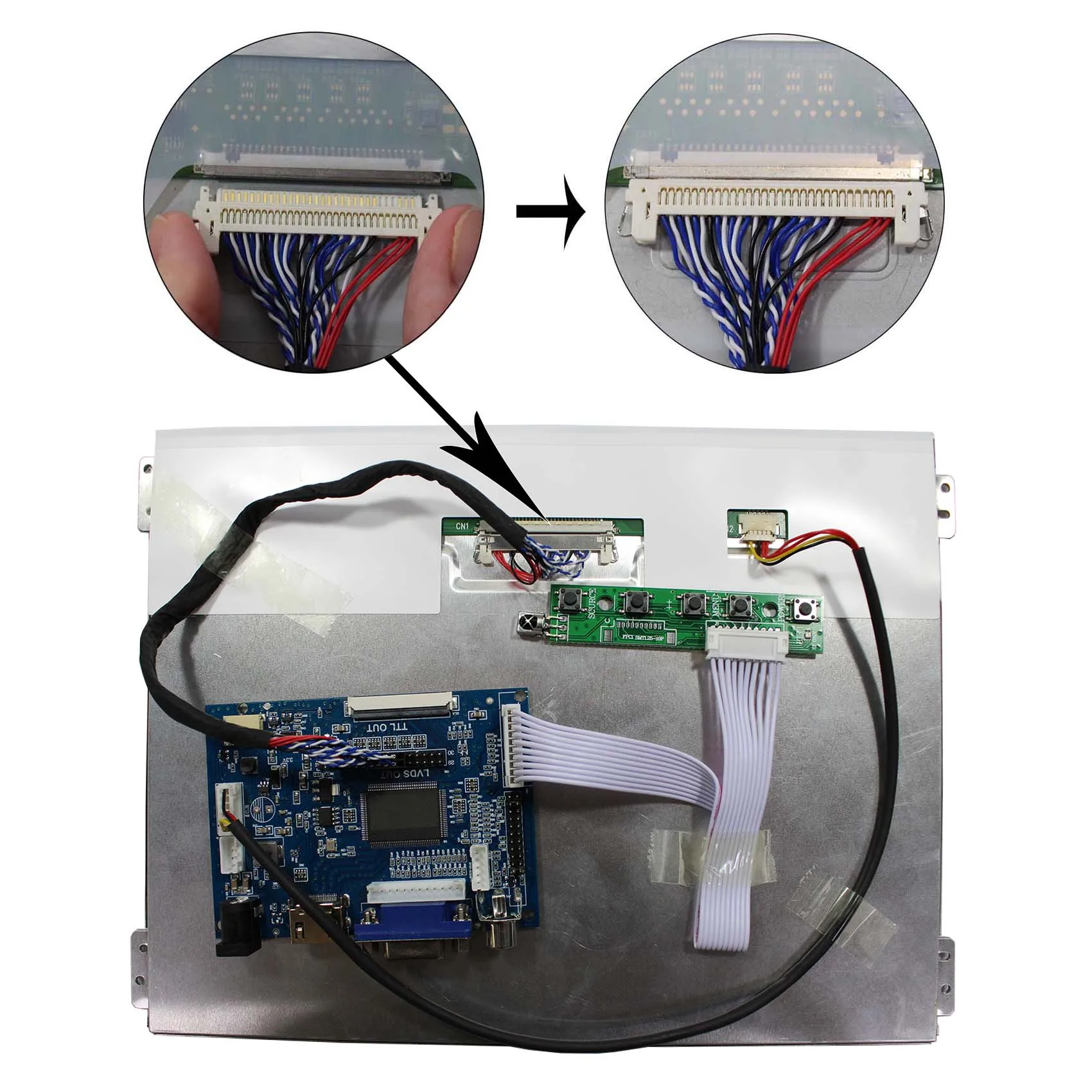 

HD MI VGA AV LCD Controller Board 10.4 in 1024x768 IPS LCD 600nit Brightness