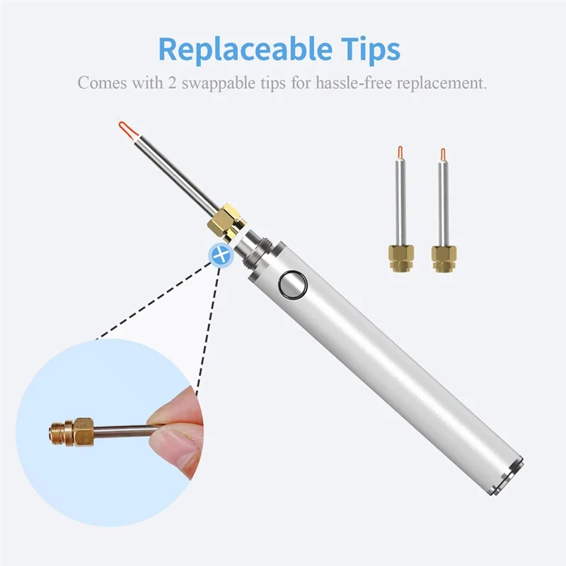 A91P USB Dual-Heating Thread Burner One-Touch Melt & 2 Interchangeable Tips Rechargeable Cordless Thread Zapper For String