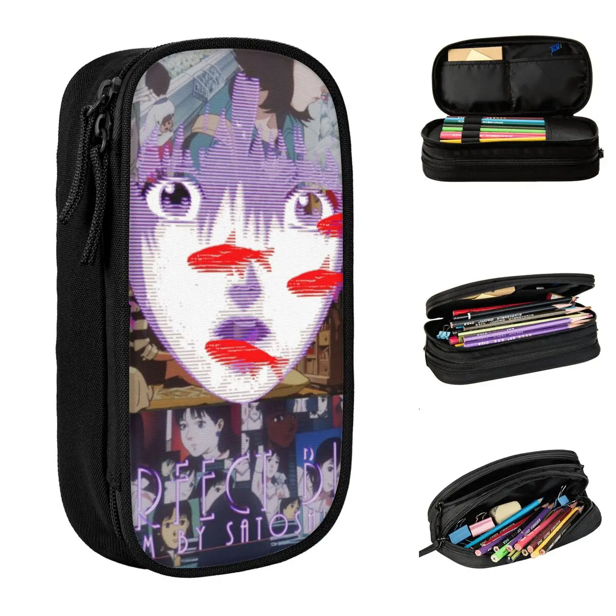 Perfect Blue Satoshi Kon Animated Film Collage Pencil Cases Anime Pen Holder Bags Girl Boy Big Capacity Cosmetic Pencilcases