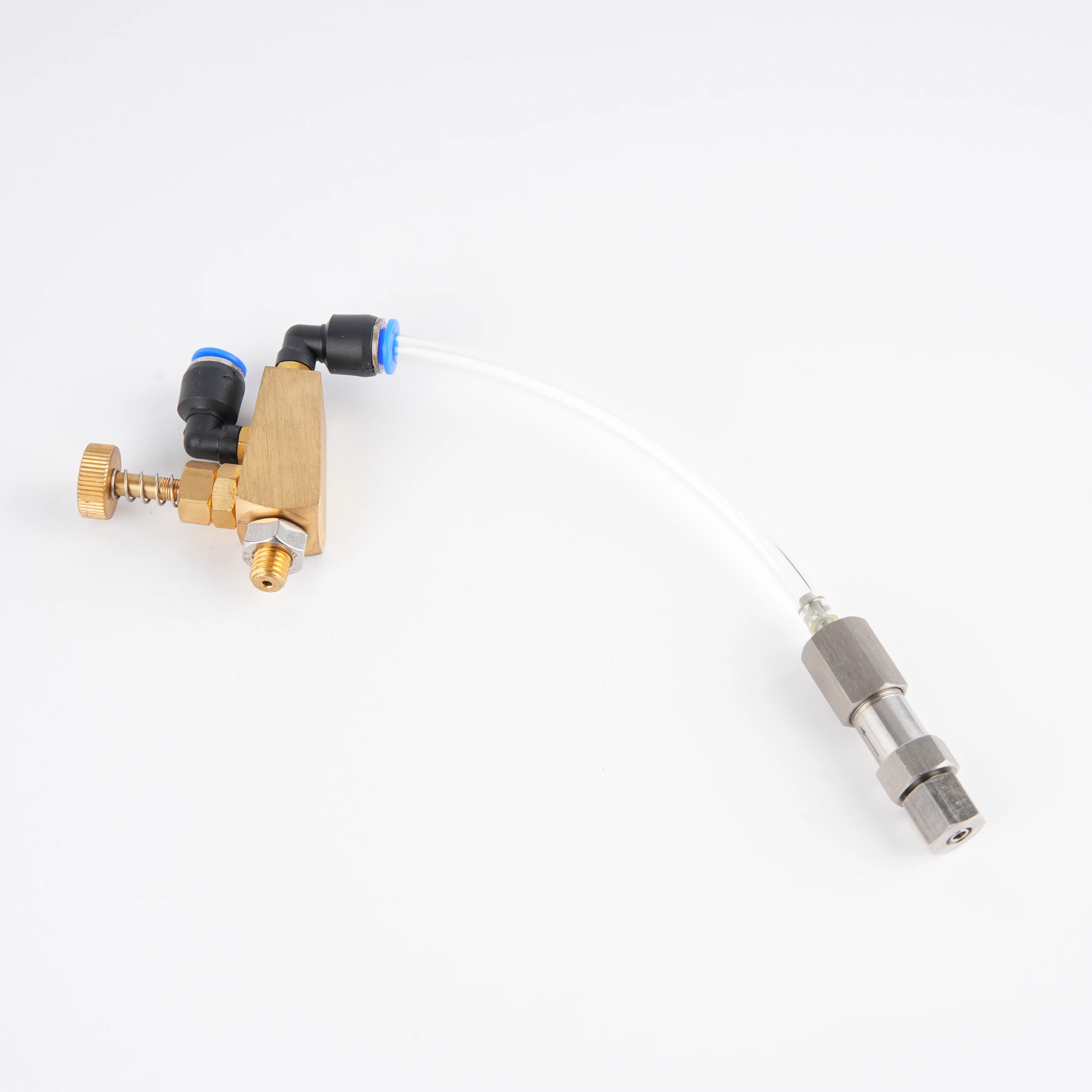 Bronze adjustable siphon air atomizing nozzle - Backflow valve device for cleaning agent - Small flow nozzle