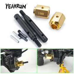 YEAHRUN metalowy Portal Stub napęd osiowy wał przekładni + 14mm mosiężne koła sześciokątne piasty rozszerzony Adapter do TRX-4 1/10 zdalnie sterowany samochód gąsienicowy