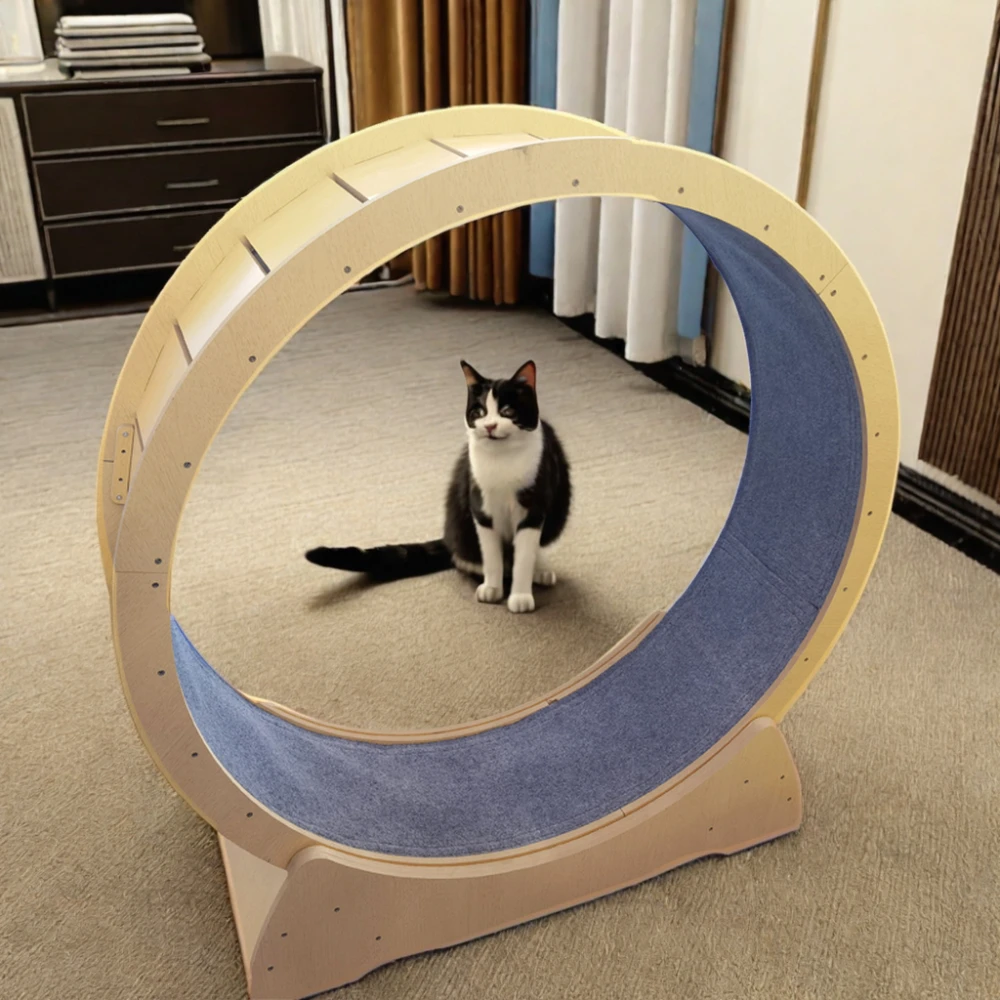 OEM Custom Exercise Running Wheel Cat Climbing Frame Wooden Fiberboard Cat Treadmill