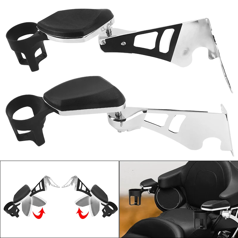 

Motorcycle Rear Passenger Armrests With Drink Cup Holder For Harley Touring Electra Street Road Glide Ultra Tri Glides 1997-2013