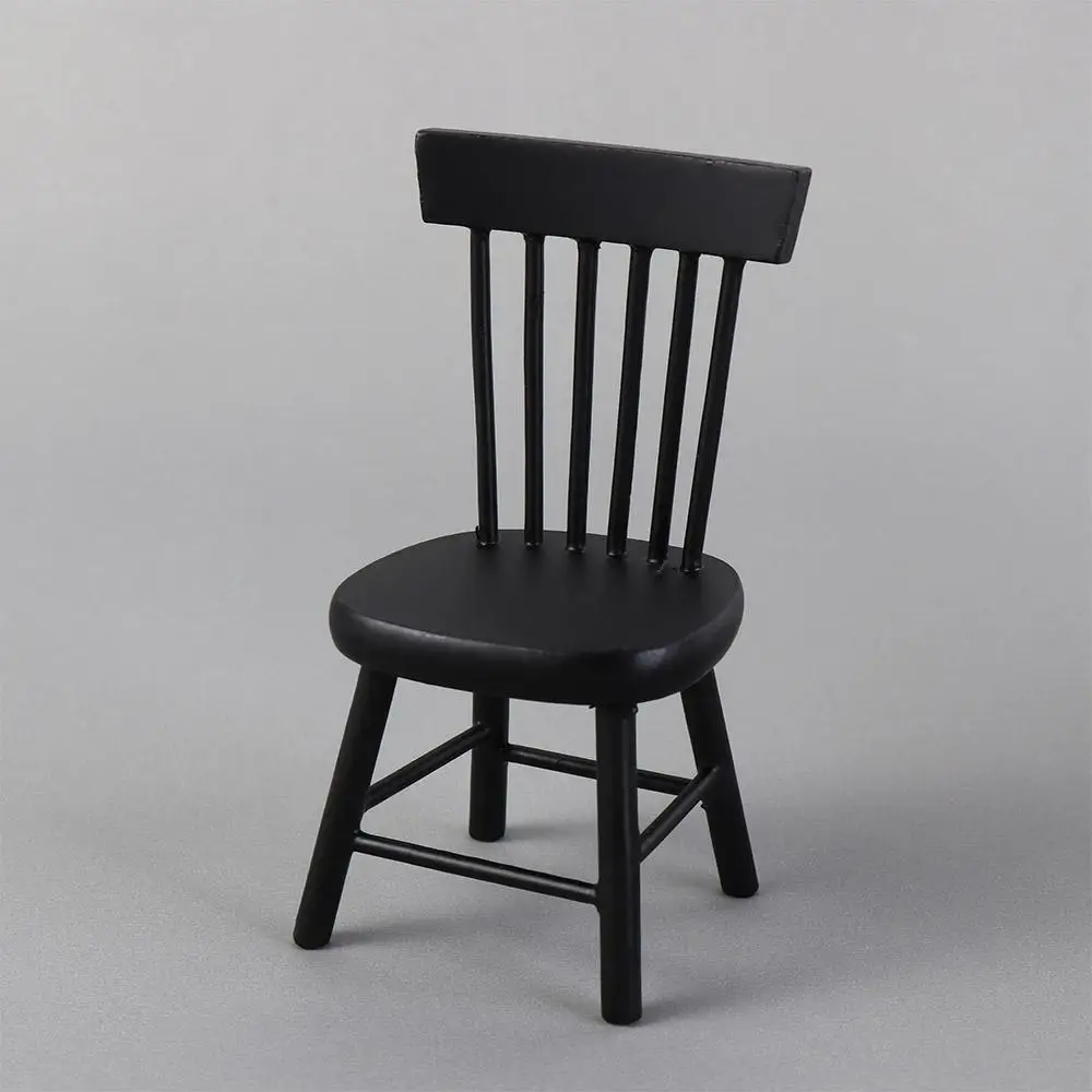 Table à manger l'inventaire en bois, modèle noir et blanc, mini chaises, meubles de maison de course, accessoires de maison de beurre, mignon, jeu de simulation, 1:12