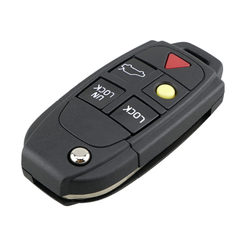 Car Remote Key Shell 5 Buttons Flip Folding Key Fob Case Cover for Volvo S60