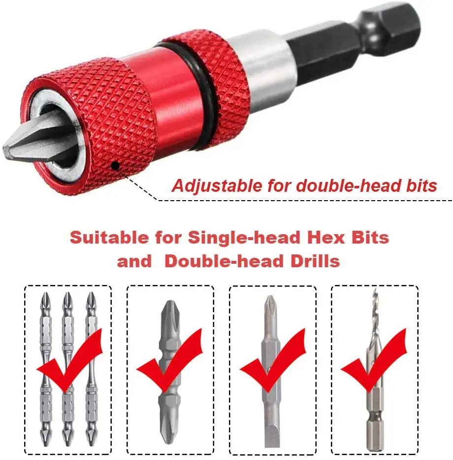 1/4 Inch Hex Shank Quick Release Screwdriver Magnetic Bit Holder with Adjustable Collar Extension Bar 60mm 100mm 150mm