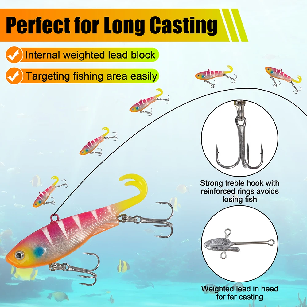 10Pcs/5Pcs Soft Fishing Lures Kit Pre-Rigged Jig Head Fork Tail Plastic Swimbaits with Treble Hooks for Bass Trout Walleye image 4
