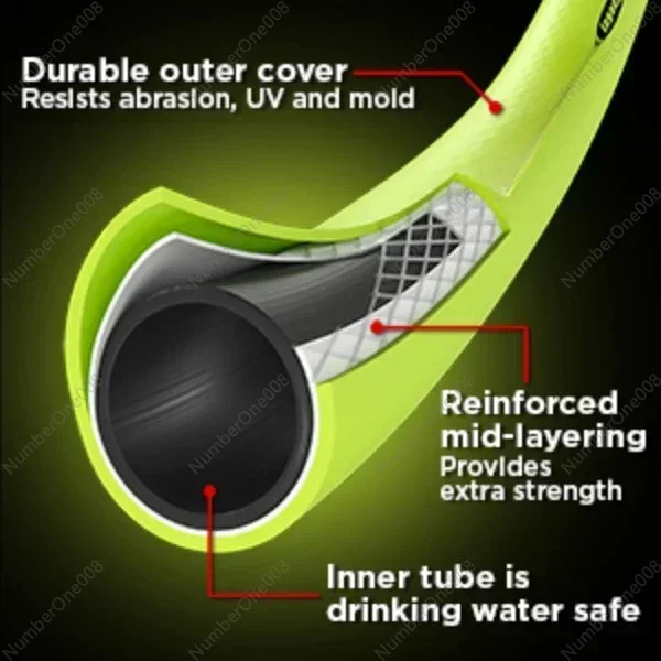 خرطوم الحديقة 5/8 بوصة. × 50 قدم، شديد التحمل، خفيف الوزن، آمن لمياه الشرب، ZillaGreen - HFZG550YW-E #3