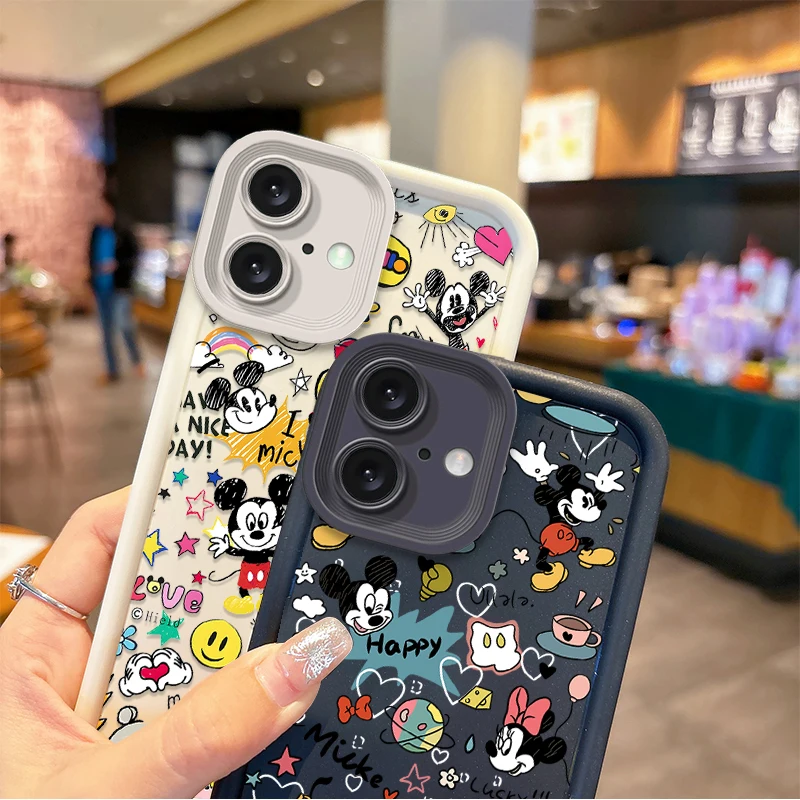 Funda de teléfono suave con grafiti de Disney Mickey para iPhone 17 Air 16E 16 15 14 Plus 13 12 11 Pro Max XR SE 2020 SE4 7 8 funda de silicona