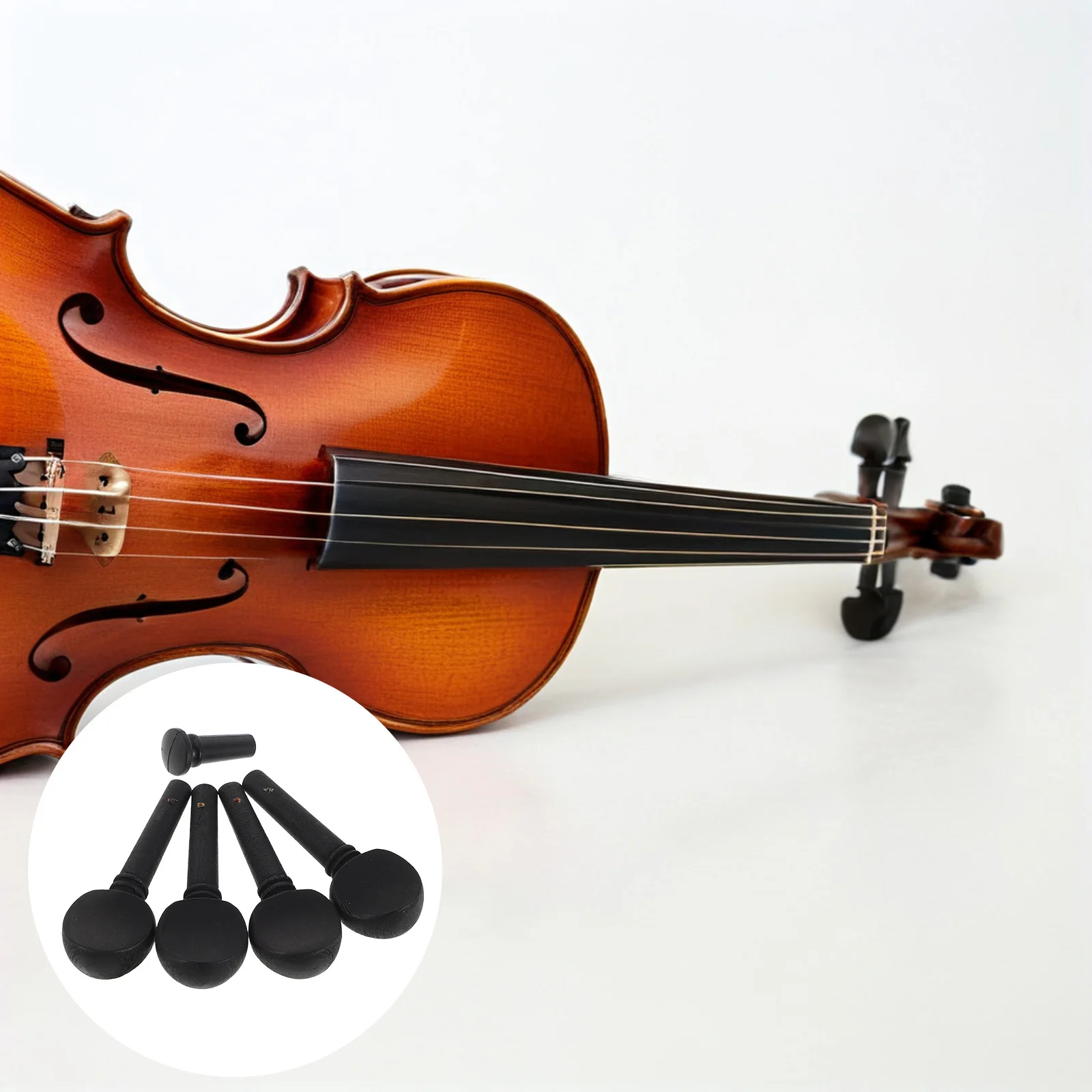 

1 Set Violin Tuning Pegs With Endpin: 4/4 Violin Pegs - Black Wood Musical Instrument Parts For Improved Playability And Easy Re