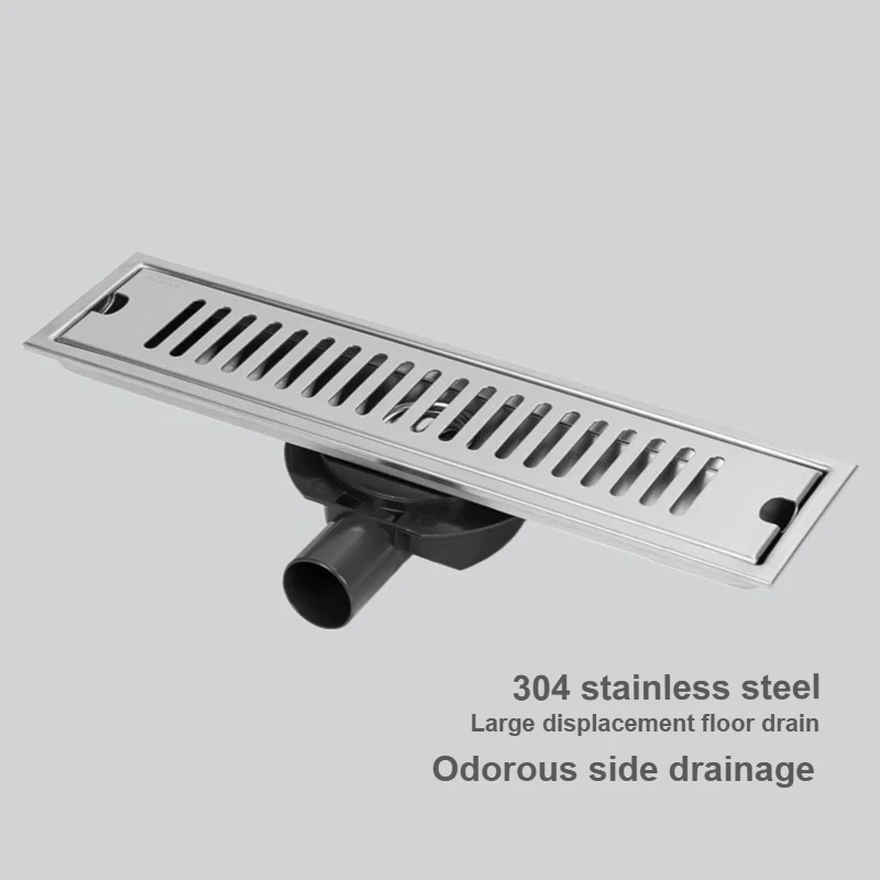 

Bathroom 304 stainless steel side drainage and odor proof floor drain, large drainage capacity concealed long floor drain