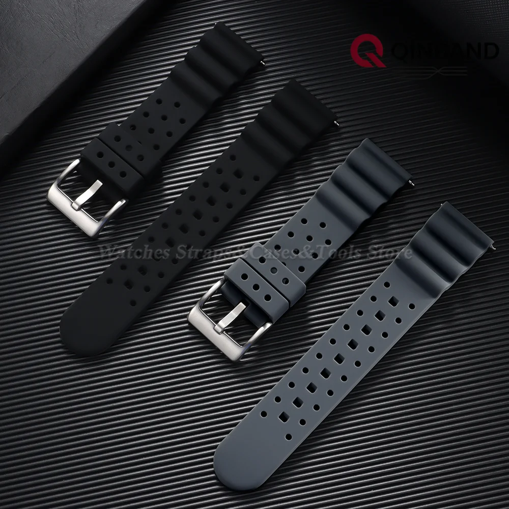Hochfestes Silikon-Uhrenarmband 20mm22mm für Seiko für Omega für Casio Schnellverschluss-Band Herren Sport Wasserdichtes Gummi-Armband – Detail 3