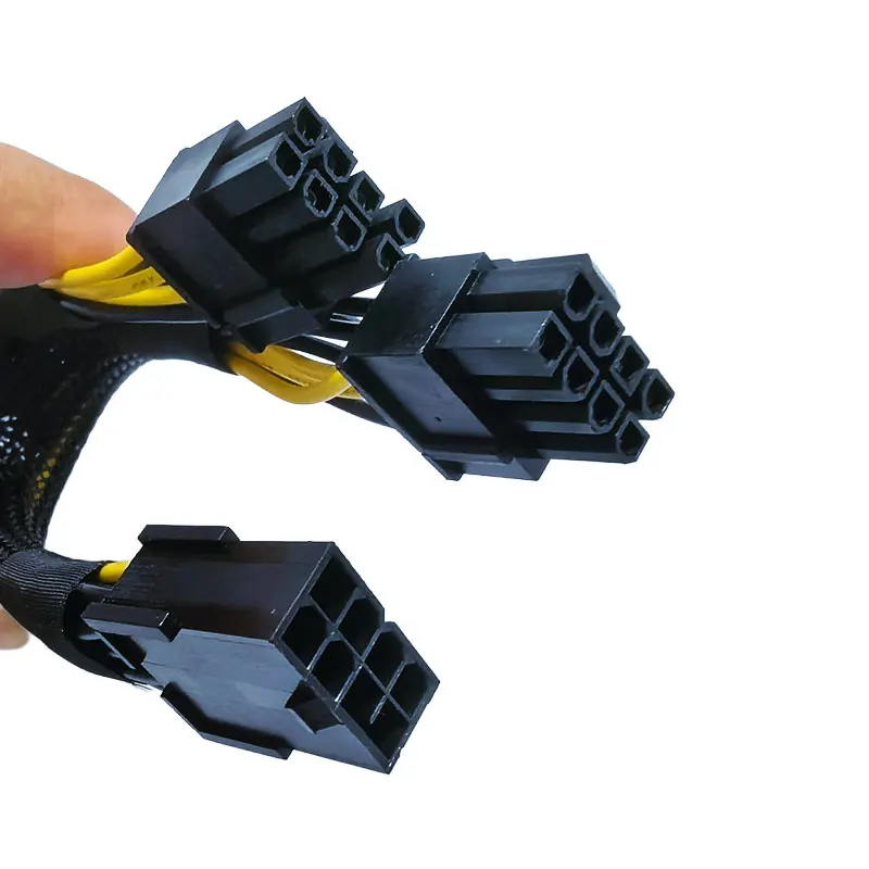 Braided Y-Splitter GPU Adapter Cable PCIe 8 Pin Female To Dual 2X8 Pin(6+2) Male Graphics Card Power Cable 18AWG Connector