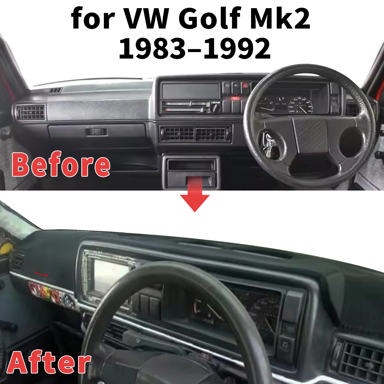 for Volkswagen VW Golf Mk2 1983–1992 GTI Dashboard Cover Sun Shade Protector Dashmat Anti-Glare UV Mat Automotive Dash Mat
