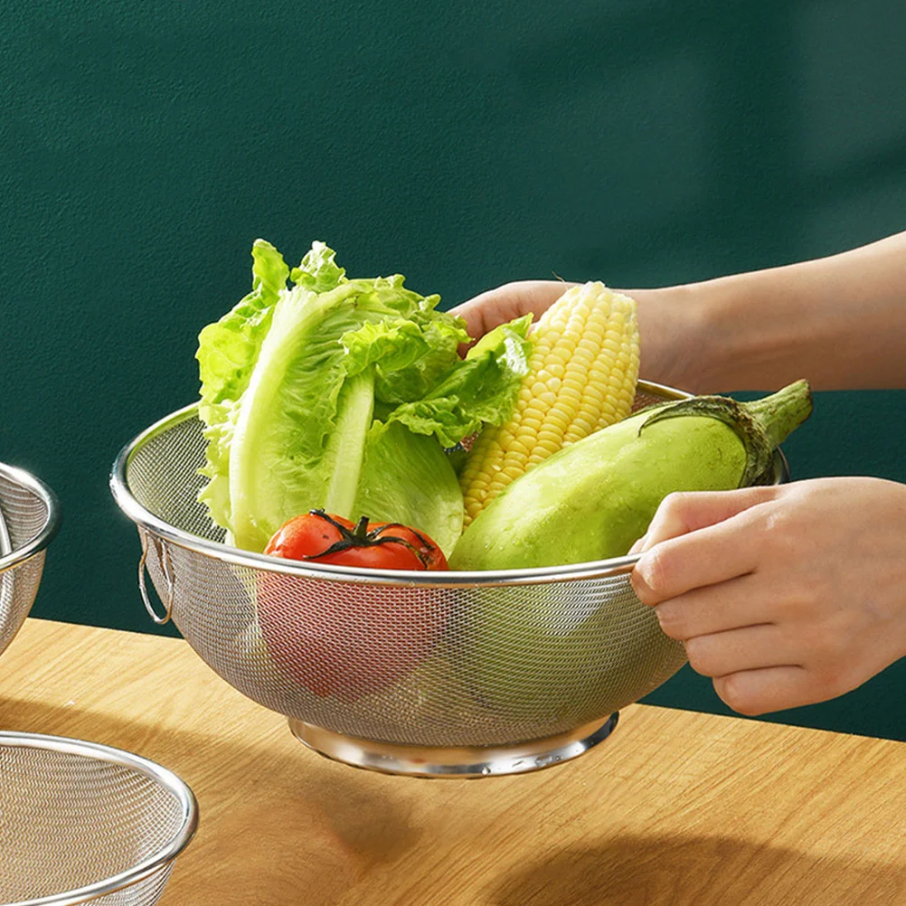 

Oil Fry Filter Sieve Stainless Steel Fine Mesh Strainer Kitchen Vegetable Fruit Rice Drainer Colander Sifter Tool