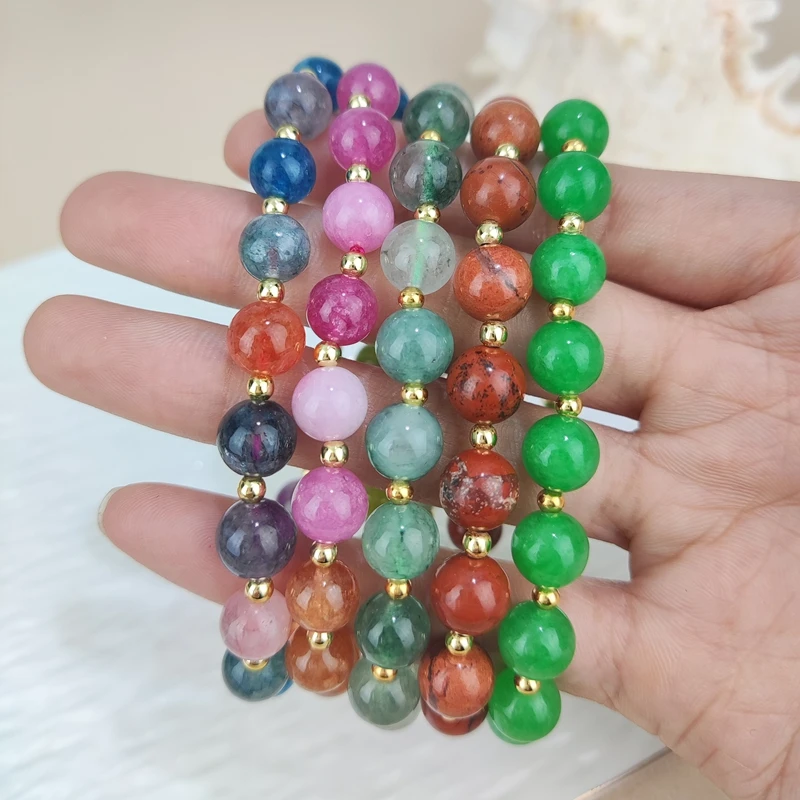 8MM الكريستال الطبيعي الأصفر اليشم الفيروز مطرز سوار، الملونة الأحجار الكريمة مطاطا سوار سحر الأزياء والمجوهرات #4