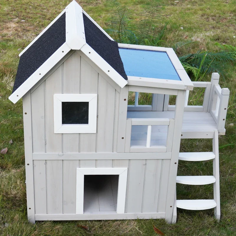 

Solid Wood Pet Nest Indoor and Outdoor Nest Household Air Conditioning House Cage Cat House Villa