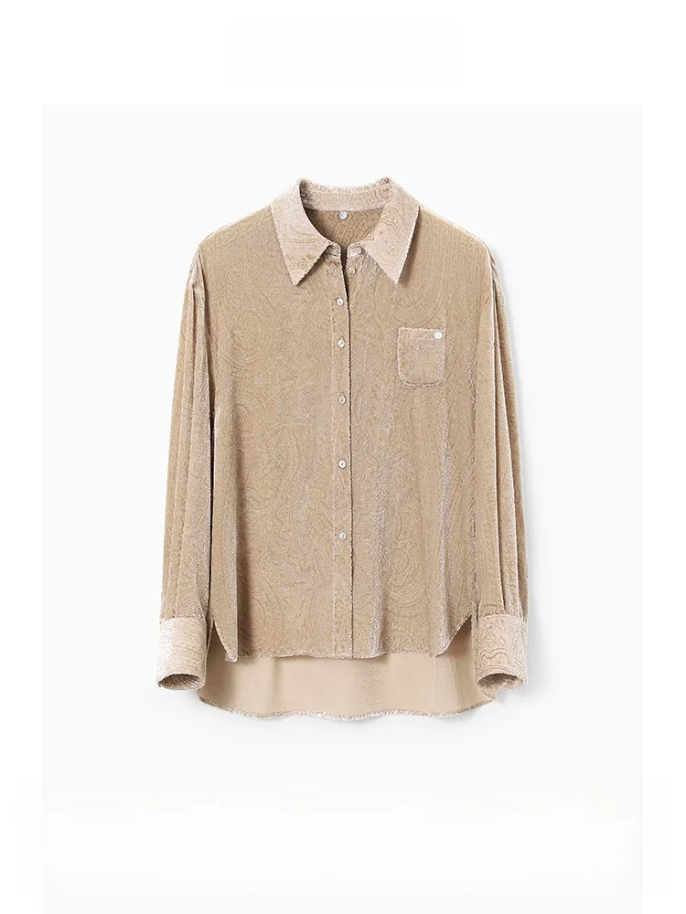 

Шелковая бархатная блузка с длинным рукавом для женщин, универсальная, для повседневной носки и офиса, CVANEA Ele Busin Casual Fashion