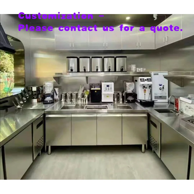 

custom.Customized Bubble Tea Work Table with Refrigerator Milk Tea Equipment Boba Tea Counter Commercial bar Operating Tab