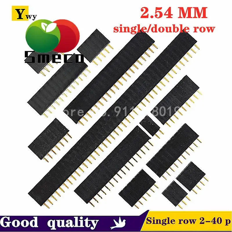 5pcs Single row/double row female 2.54 mm distance between rows pin socket p3p4p5p6p7p8p9p10p16p20p40p mother 1 * 2