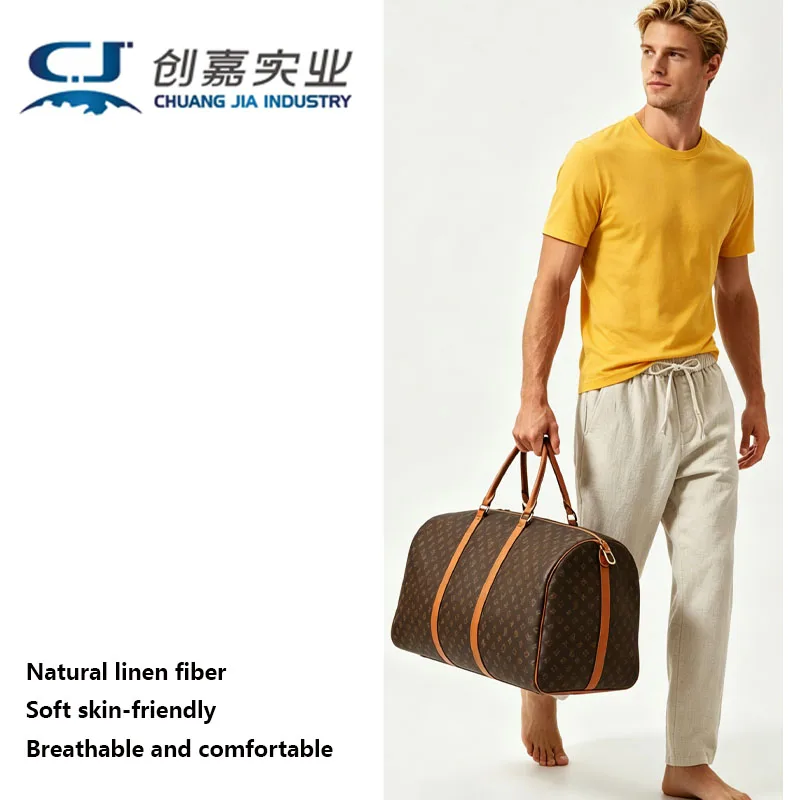 

High-end Natural Pure Linen Men's Pants White Simple Retro Lace-up Casual Pants Outdoor Travel Walking Jogging Cool Waken Sweat