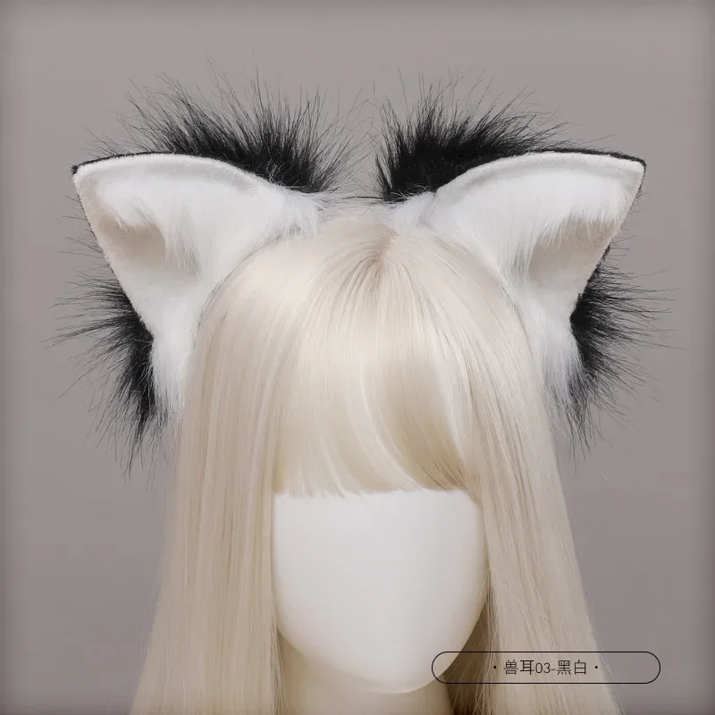 Halloween Red Wolf Fox Cat Ears Plush Hair Hoop Lolita Lovely Handmade Party Headdress Anime Cosplay Party Kawaii Accessories