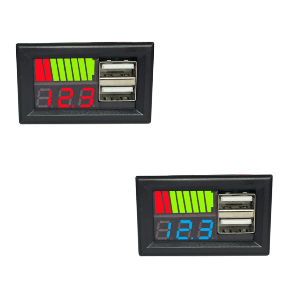 USB 5V 2.4A Car Voltmeter Voltage Meter Panel 12V-24V 3S-7S Lithium Battery Capacity Indicator Power Tester Li-ion Lead acid