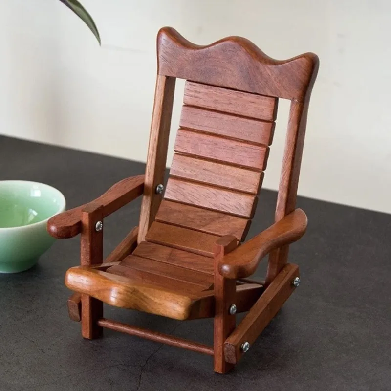 حامل هاتف مصنوع يدويًا من خشب الورد، منظم سطح المكتب قابل للطي، كرسي صغير بتصميم حرفي من الخشب الصلب لتزيين المكاتب المنزلية