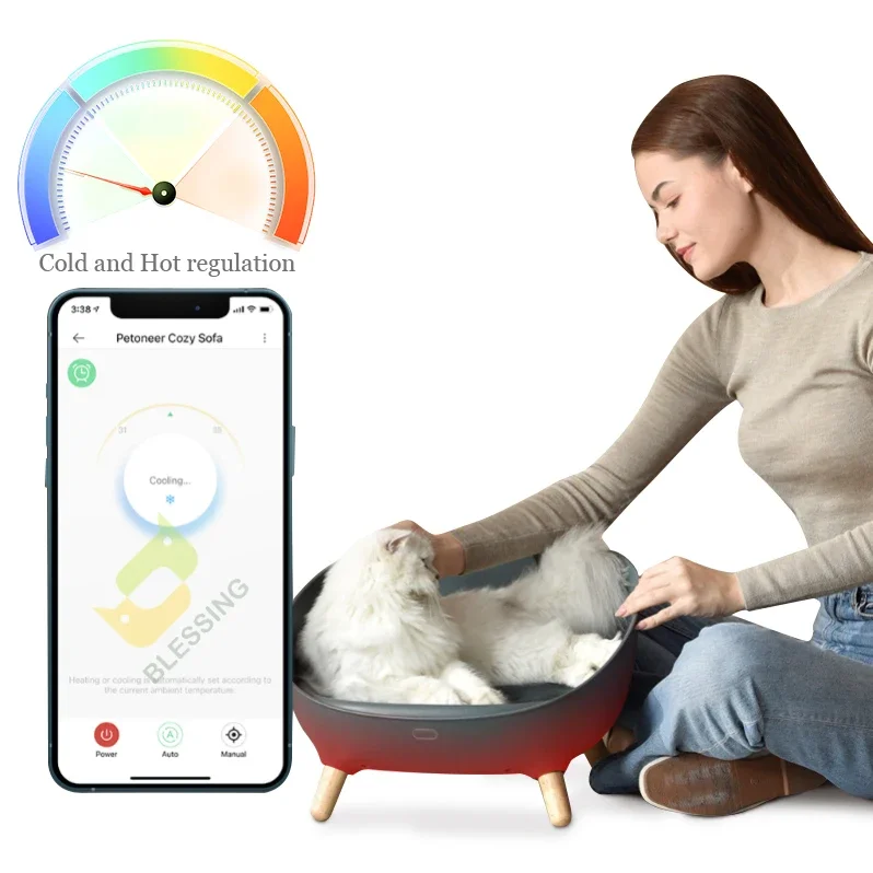 Intelligent Cozy Cat Dog Pet Sofa Hybrid Cooling and Heating App Control Smart Pet bed Scratch Resistant Water Repellent